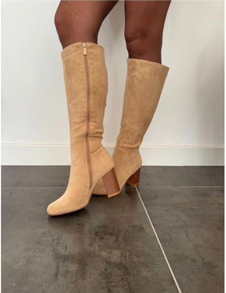 Derna - bottes en daim beige