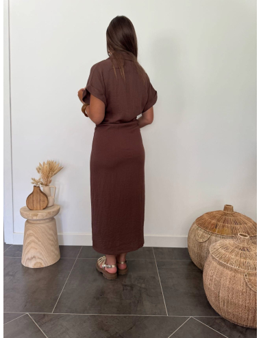 Oline - robe en lin choco