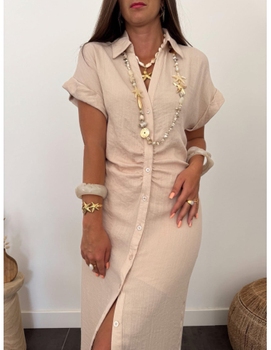 Oline - robe en lin beige