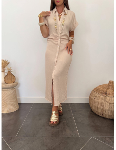 Oline - robe en lin beige
