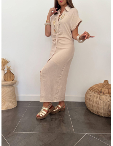 Oline - robe en lin beige