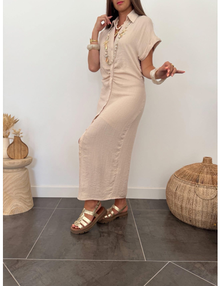 Oline - robe en lin beige