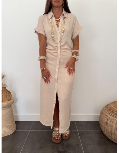 Oline - robe en lin beige