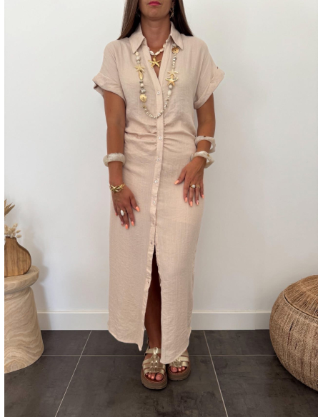 Oline - robe en lin beige