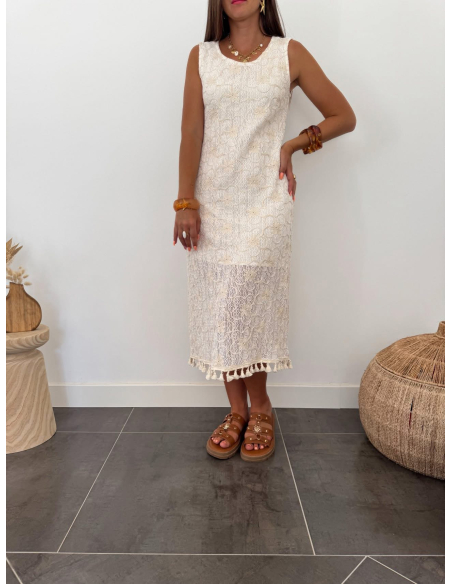 Cleona - robe en dentelle brodée