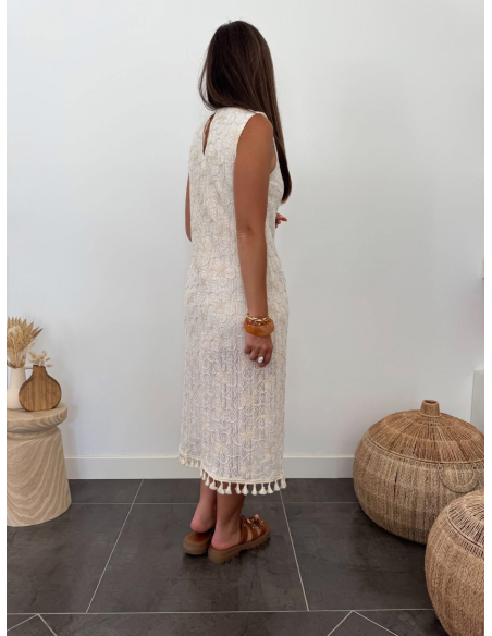 Cleona - robe en dentelle brodée