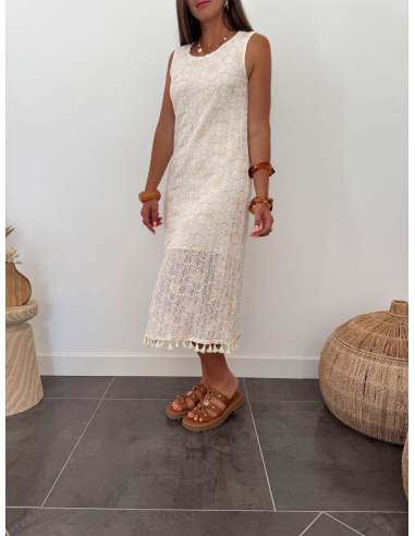 Cleona - robe en dentelle brodée