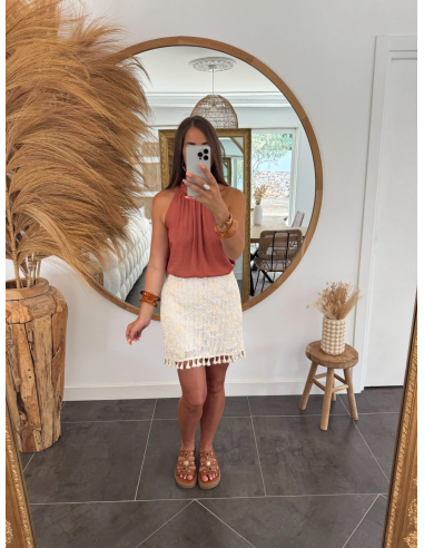 Simona - jupe-short en dentelle brodée