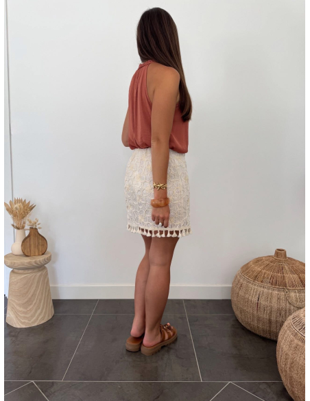 Simona - jupe-short en dentelle brodée