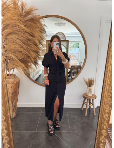 Oline - robe en lin noire
