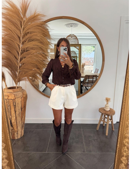 Galice - blouse en dentelle choco
