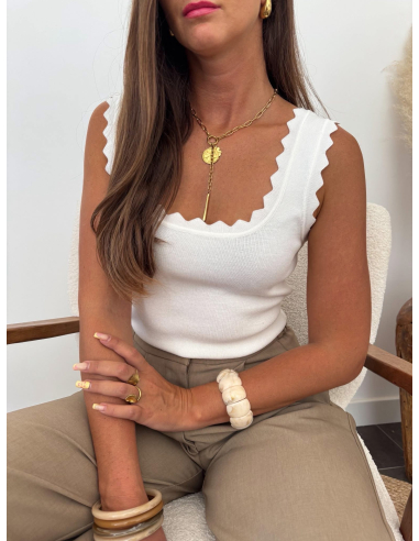Sana - top côtelé blanc