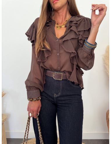 Laurence - blouse choco en soie