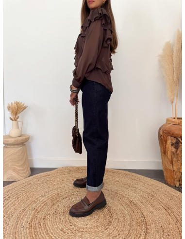 Laurence - blouse choco en soie