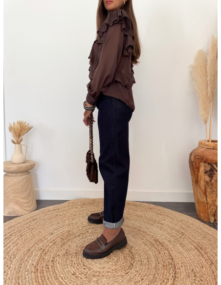Laurence - blouse choco en soie
