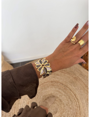 Maleen - manchette florale taupe