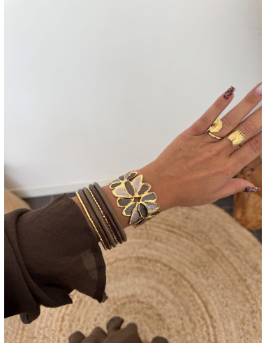 Maleen - manchette florale taupe