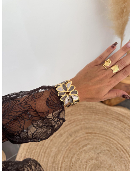 Maleen - manchette florale taupe