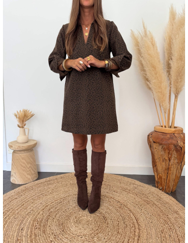 Jelina - robe en jean léopard