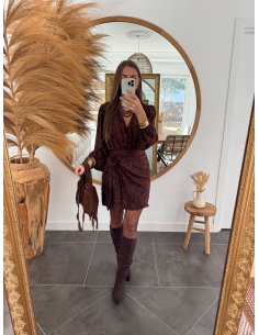 Rianne - robe portefeuille marron