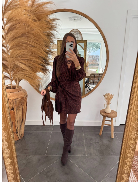 Rianne - robe portefeuille marron