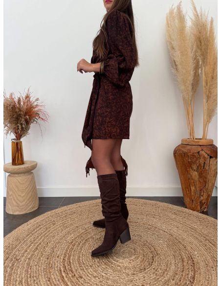 Rianne - robe portefeuille marron