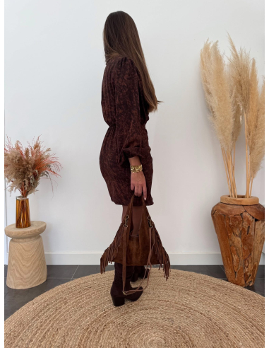 Rianne - robe portefeuille marron