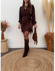 Rianne - robe portefeuille marron 2