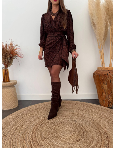 Rianne - robe portefeuille marron