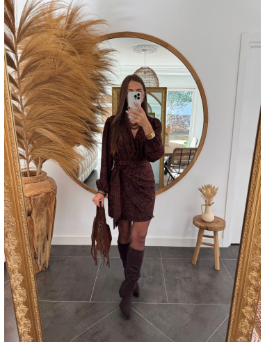 Rianne - robe portefeuille marron