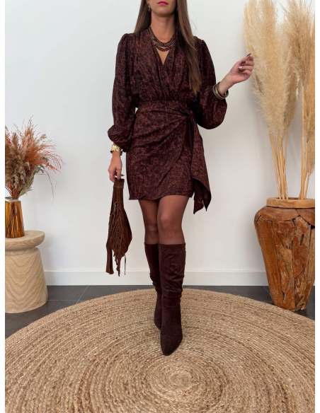 Rianne - robe portefeuille marron