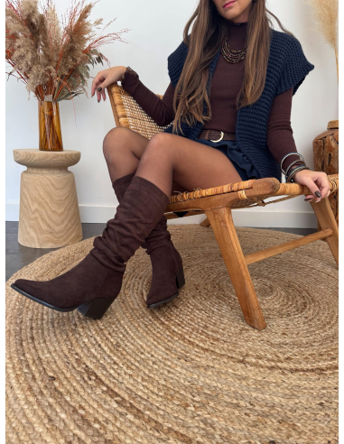 Dalhia - bottes santiags chocolat