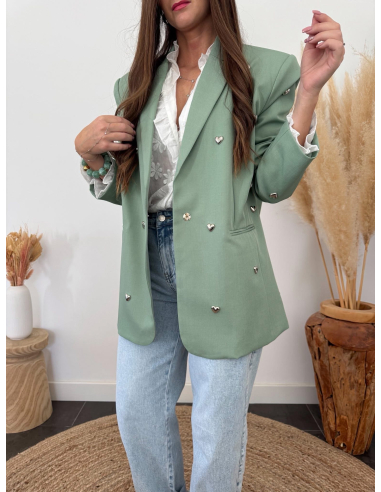 Colby - blazer à cœurs métalliques argentés