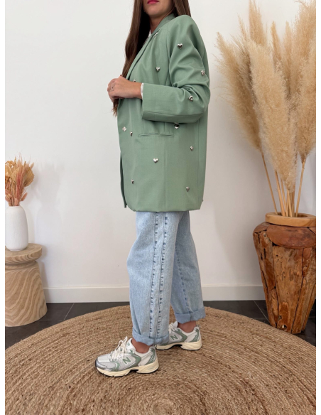 Colby - blazer à cœurs métalliques argentés