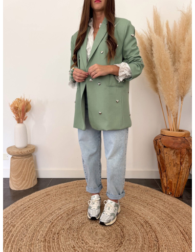 Colby - blazer à cœurs métalliques argentés