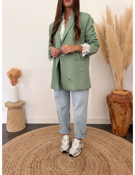 Colby - blazer à cœurs métalliques argentés