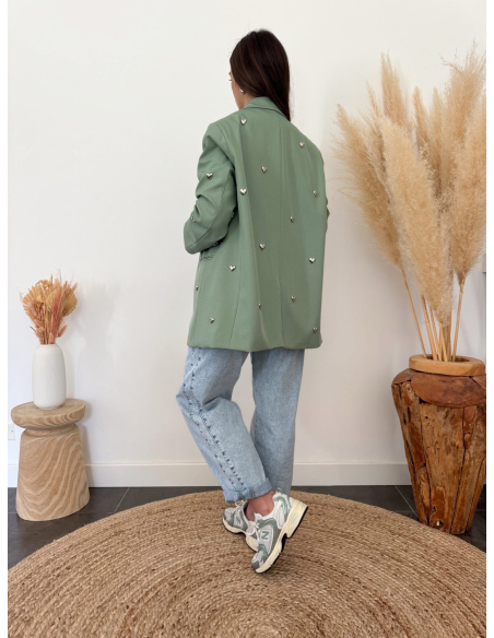 Colby - blazer à cœurs métalliques argentés