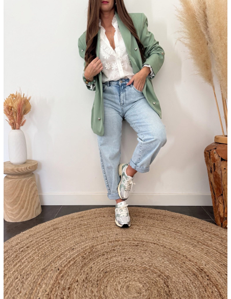 Colby - blazer à cœurs métalliques argentés