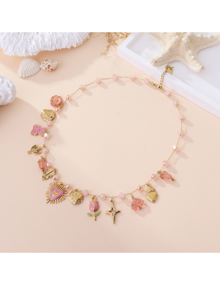 Lynfa - collier charms rose