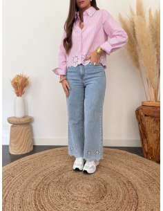 Riley - jean droit brodé