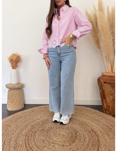 Riley - jean droit brodé