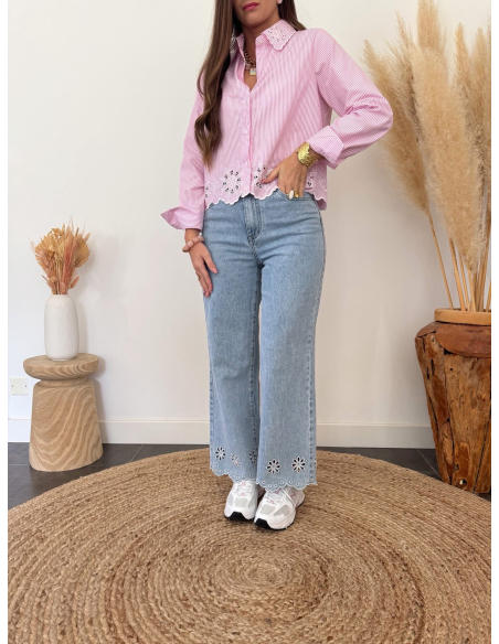 Riley - jean droit brodé