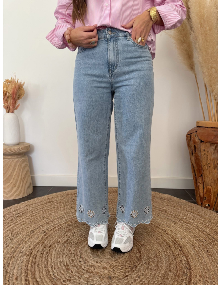 Riley - jean droit brodé