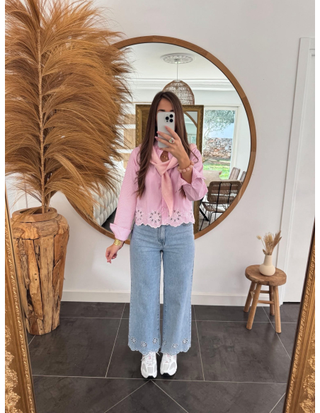 Riley - jean droit brodé