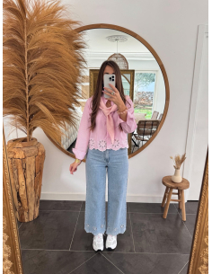 Marin - foulard triangle rose 2