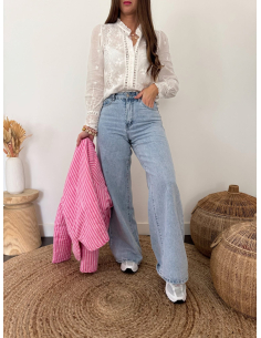 Aliane - blouse brodée blanche 2