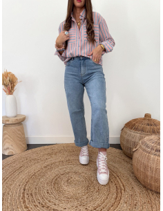 Erina - chemise rayée rose & bleu 2