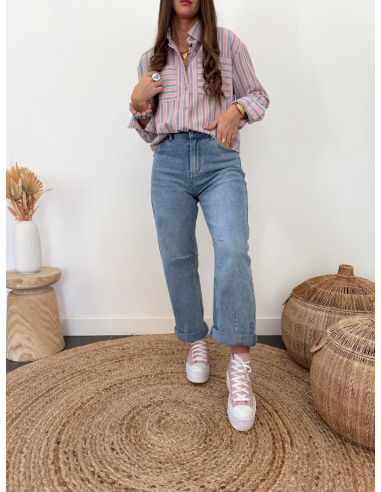 Erina - chemise rayée rose & bleu