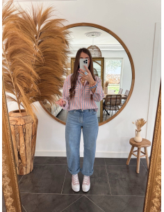 Erina - chemise rayée rose & bleu