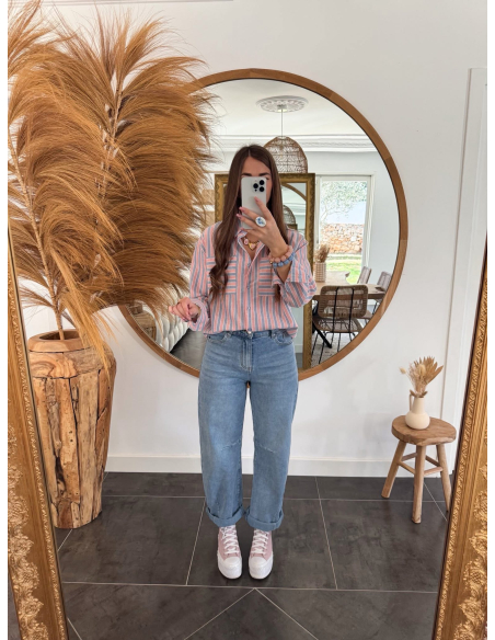 Erina - chemise rayée rose & bleu